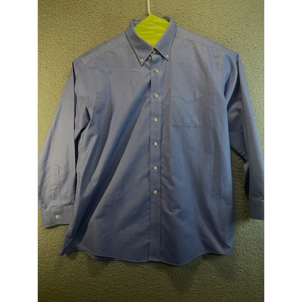 LL Bean Oxford Button Down Shirt Mens  17.5/34 O GLG7  BLUE